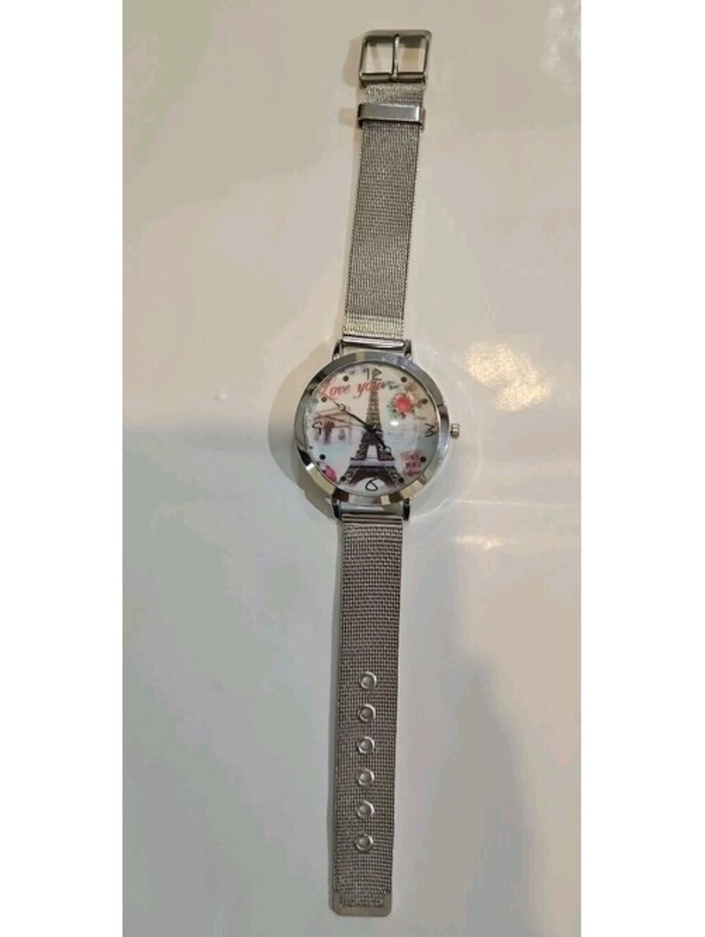 Women's Watch Eiffel Tower Dial 40MM Milanese Gray Band 5.25" - 7.5" New Battery